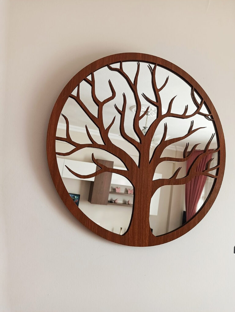 Mirror with wooden frame, Brown - AG512