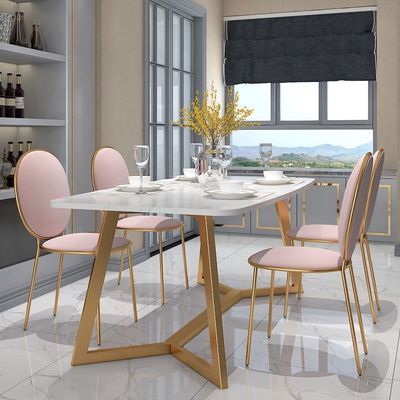 Dining Table, 5 pieces Gold*White - DT129