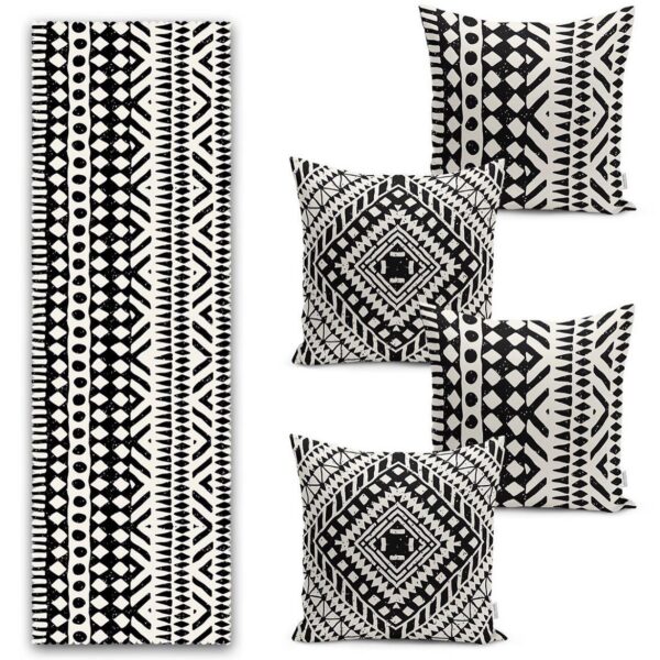 Set of cushion covers, 4 pieces + Tablecloth, velvet - set-47